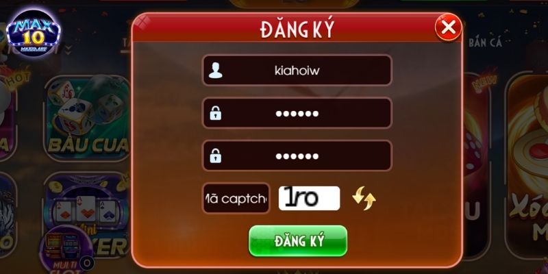Điền thông tin đăng ký MAX10