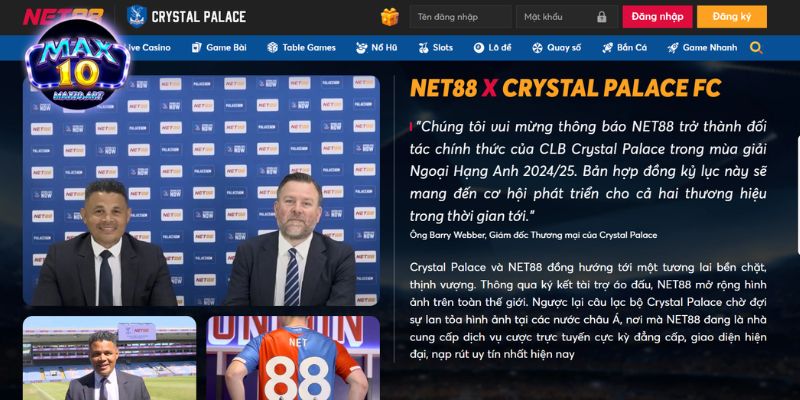 Sự hợp tác giữa NET88 và Crystal Palace tác động tích cực tới cộng đồng
